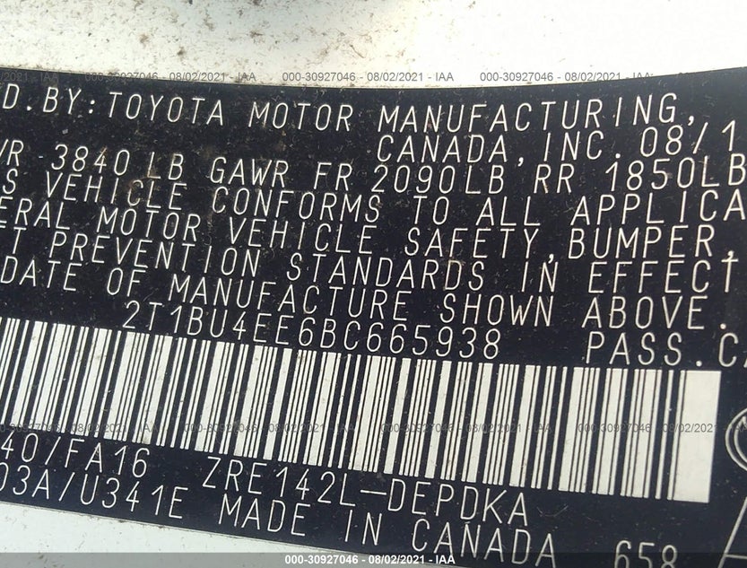 2T1BU4EE6BC665938