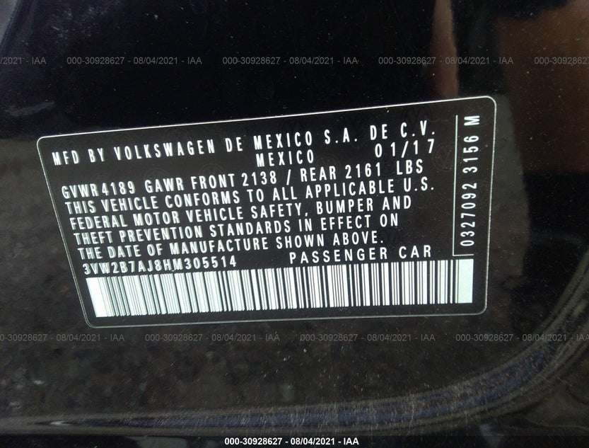 3VW2B7AJ8HM305514