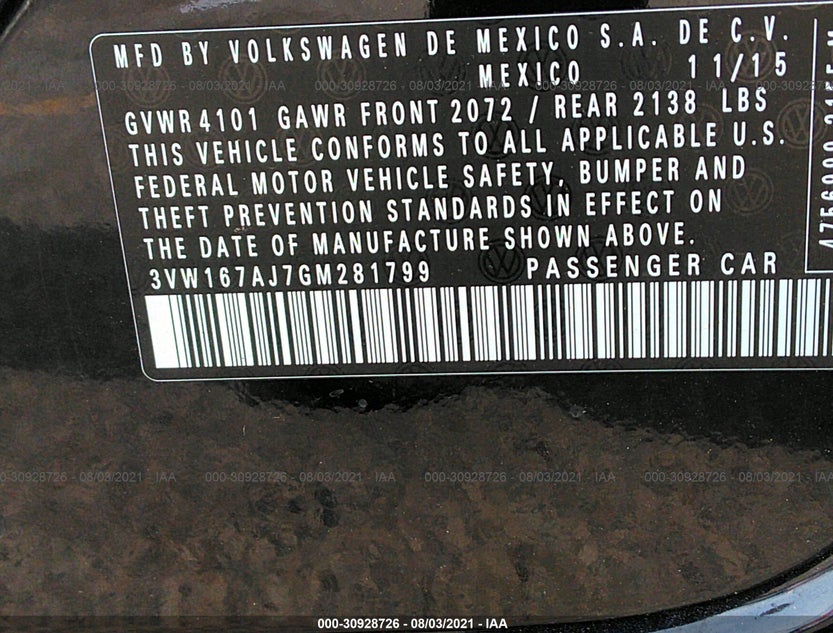 3VW167AJ7GM281799