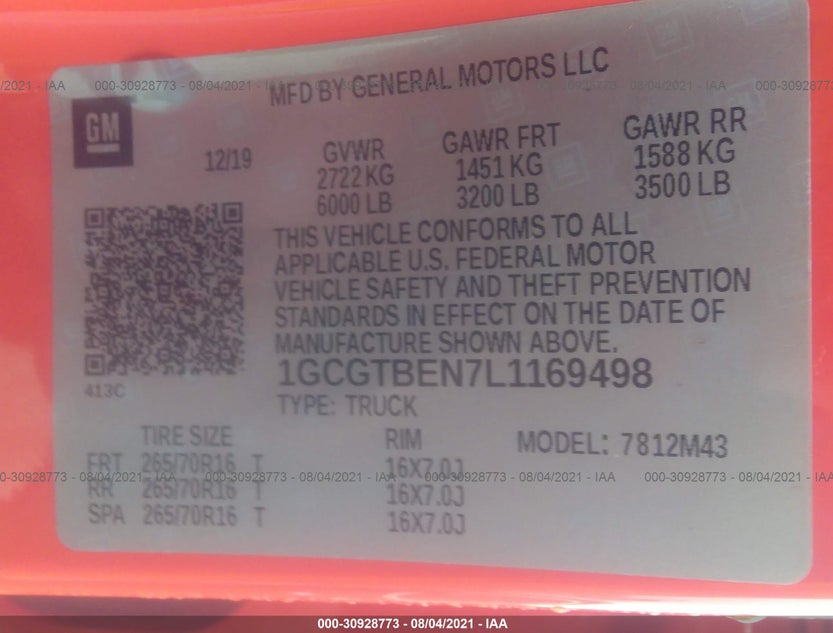 1GCGTBEN7L1169498