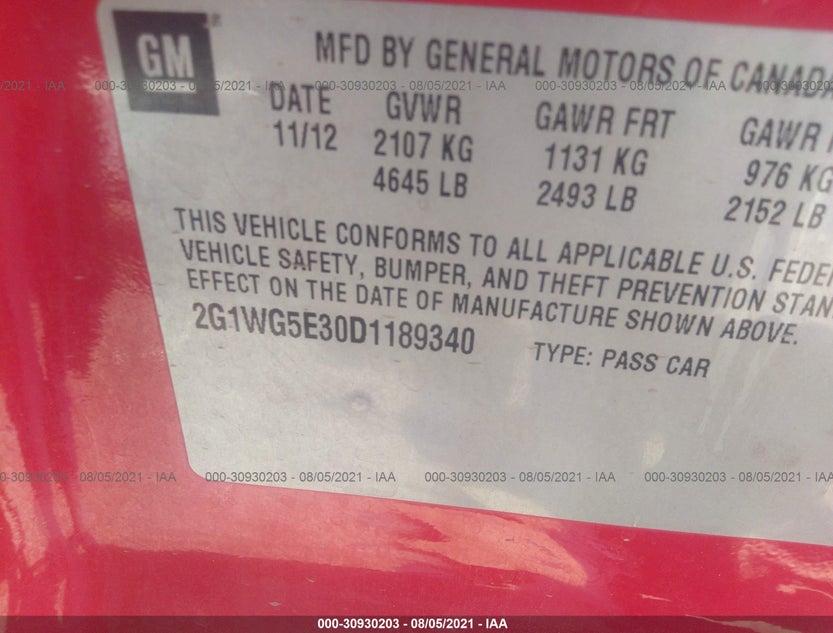 2G1WG5E30D1189340