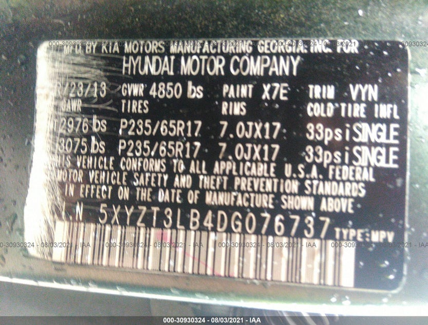 5XYZT3LB4DG076737
