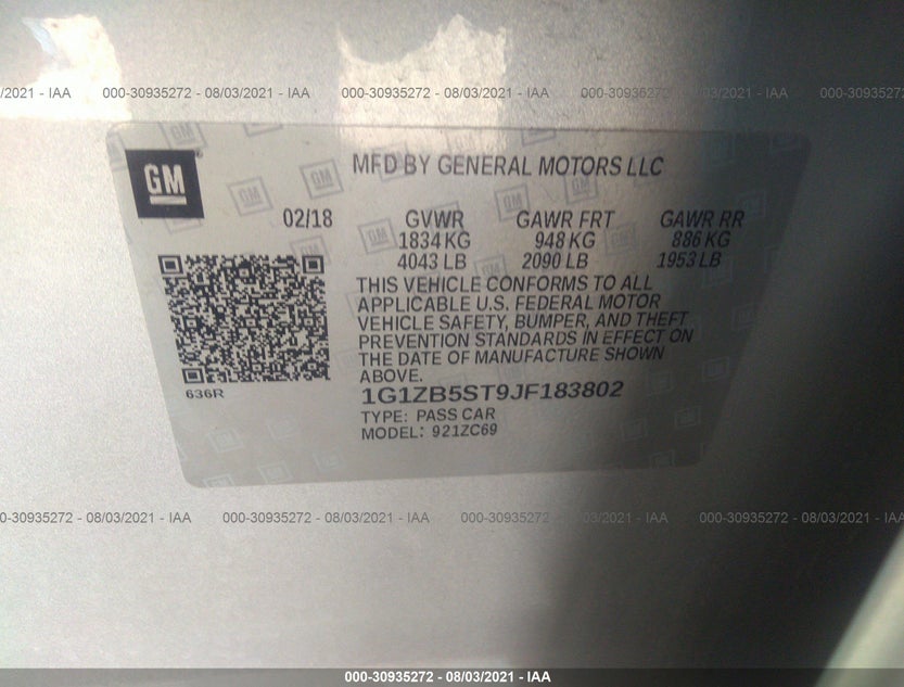 1G1ZB5ST9JF183802
