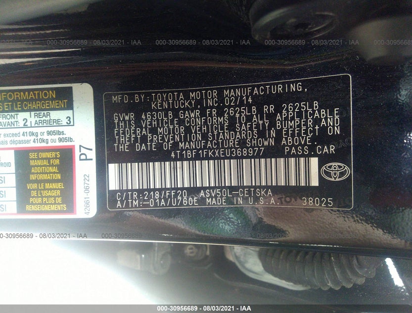4T1BF1FKXEU368977