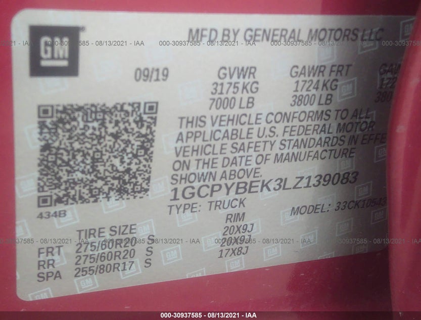 1GCPYBEK3LZ139083