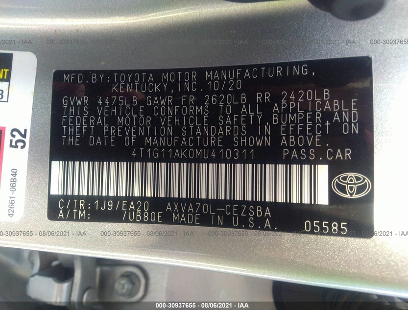 4T1G11AK0MU410311