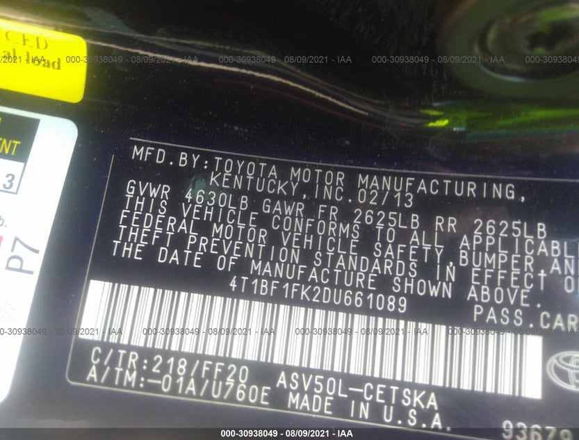 4T1BF1FK2DU661089