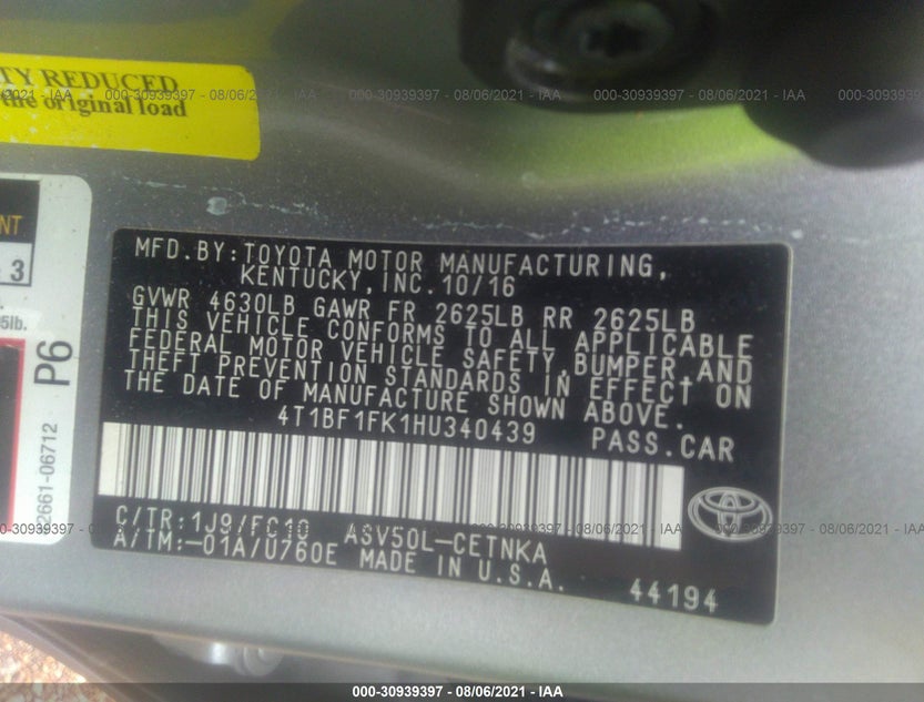 4T1BF1FK1HU340439