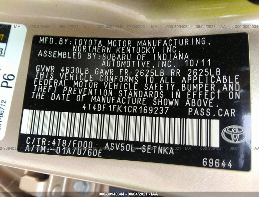4T4BF1FK1CR169237