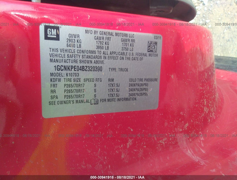 1GCNKPE04BZ320390