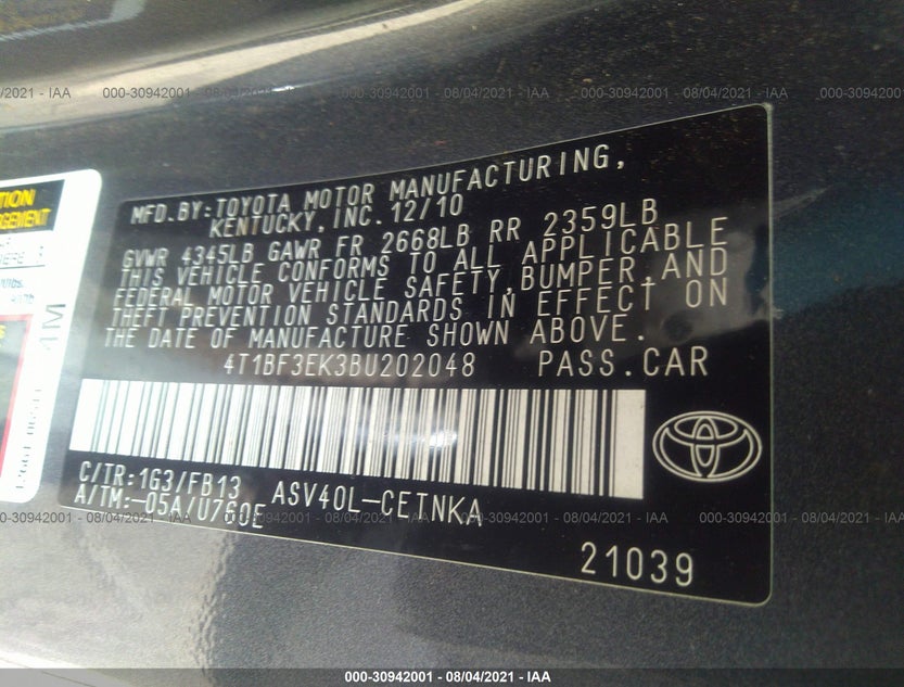 4T1BF3EK3BU202048