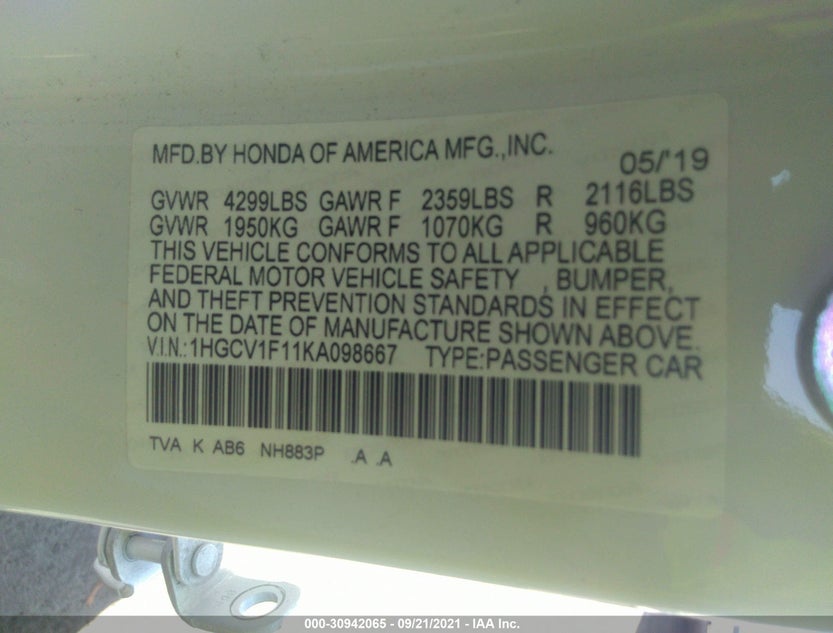 1HGCV1F11KA098667