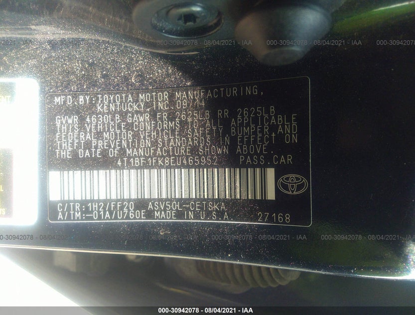 4T1BF1FK8EU465952