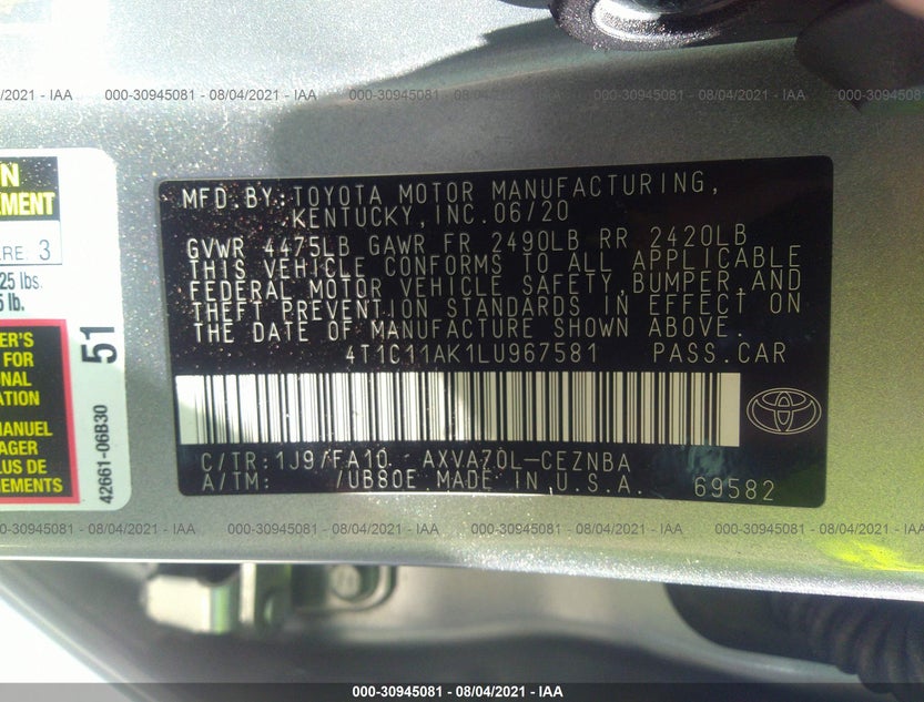 4T1C11AK1LU967581