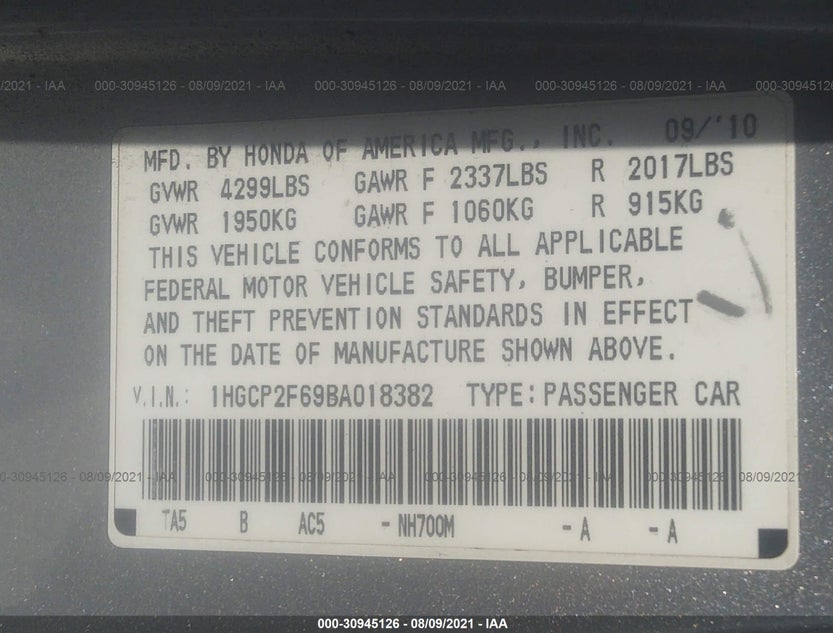 1HGCP2F69BA018382