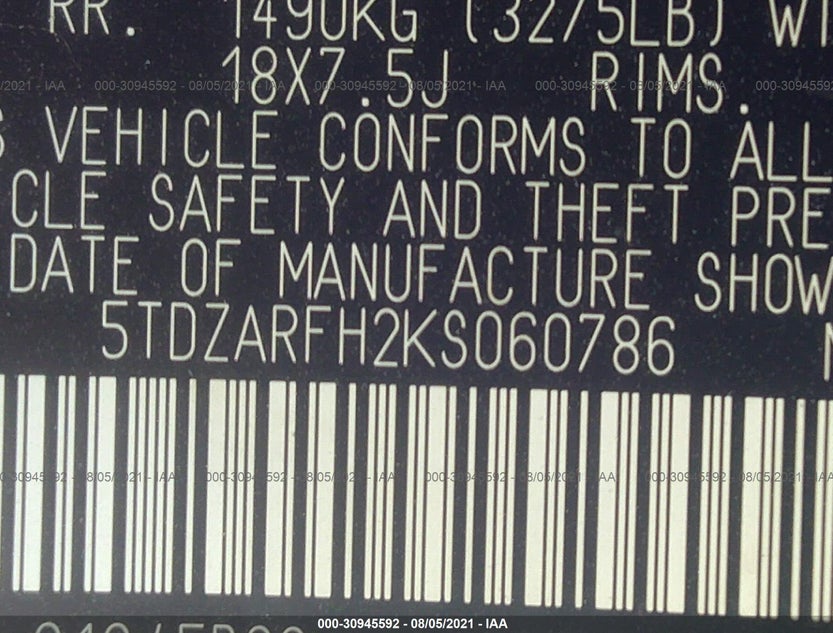 5TDZARFH2KS060786