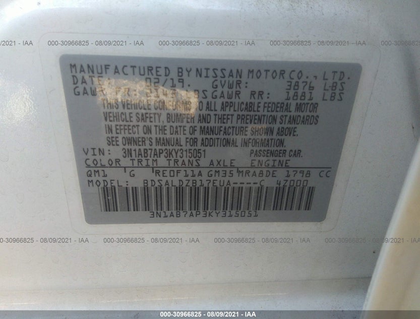 3N1AB7AP3KY315051