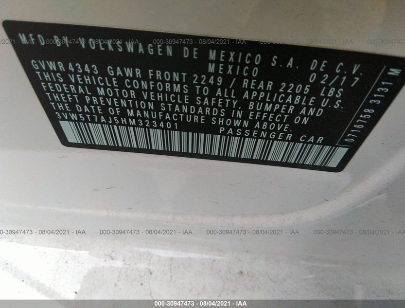 3VW5T7AJ5HM323401
