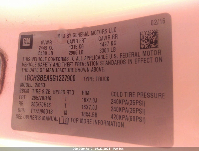 1GCHSBEA9G1227900
