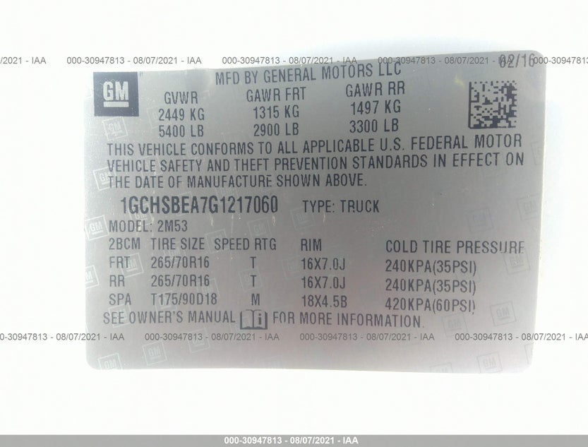 1GCHSBEA7G1217060