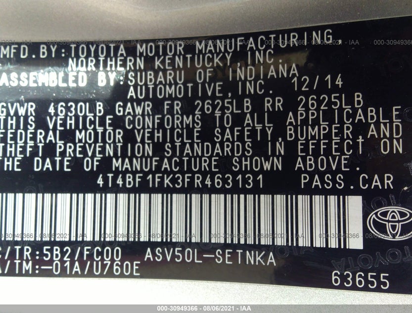 4T4BF1FK3FR463131
