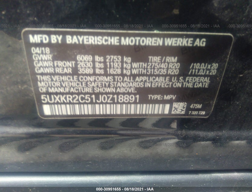 5UXKR2C51J0Z18891