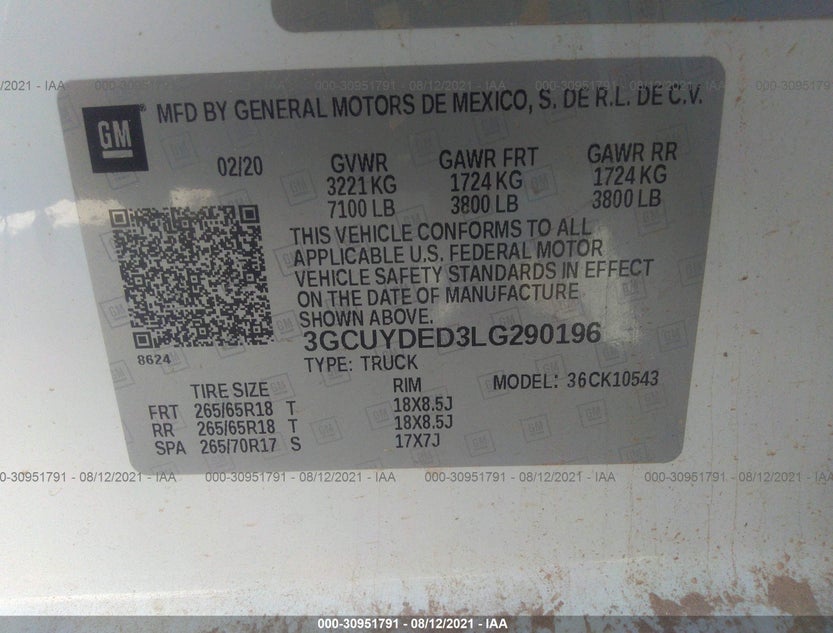 3GCUYDED3LG290196