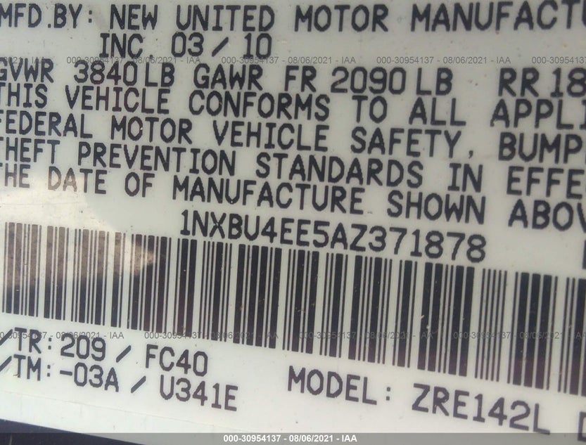 1NXBU4EE5AZ371878