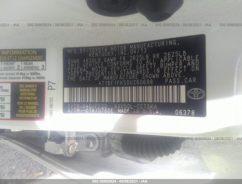 4T1BF1FK5DU260698