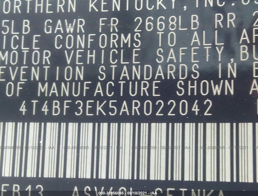 4T4BF3EK5AR022042