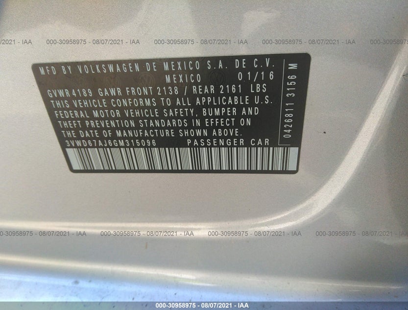 3VWD67AJ6GM315096