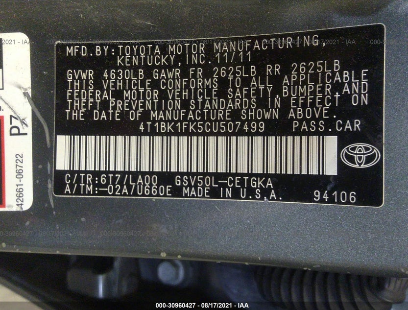 4T1BK1FK5CU507499