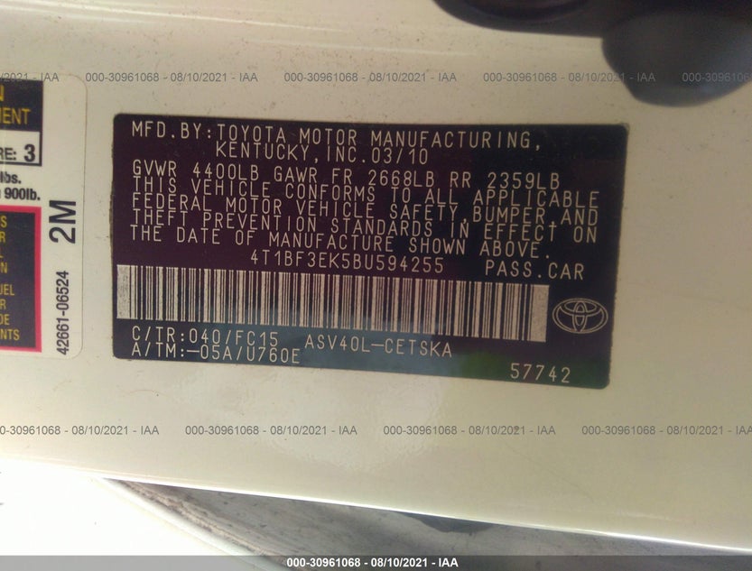 4T1BF3EK5BU594255