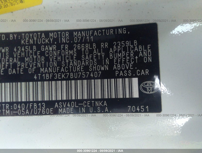 4T1BF3EK7BU757407