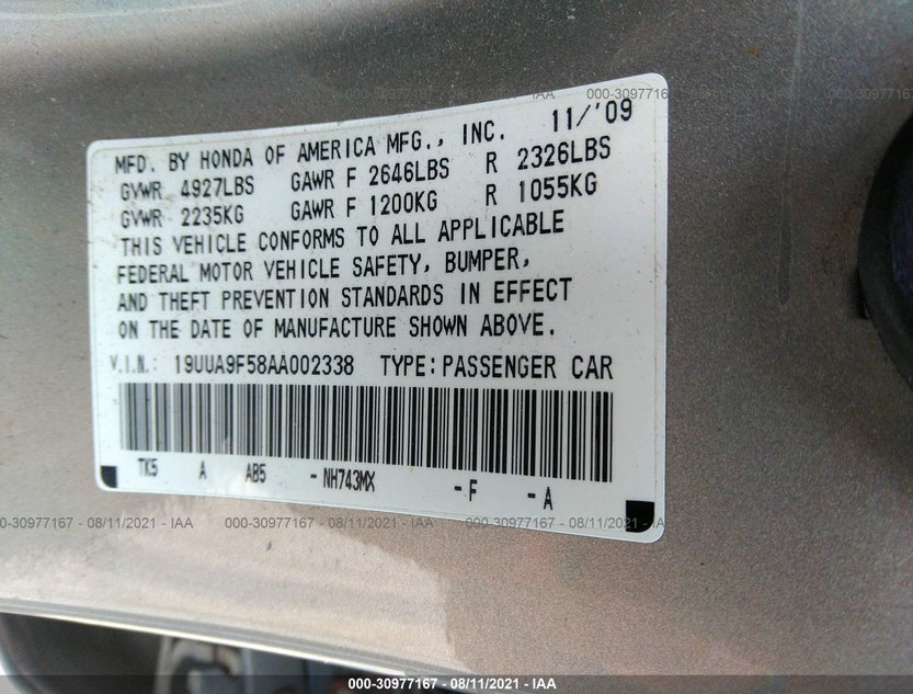 19UUA9F58AA002338