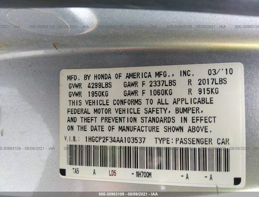 1HGCP2F34AA103537