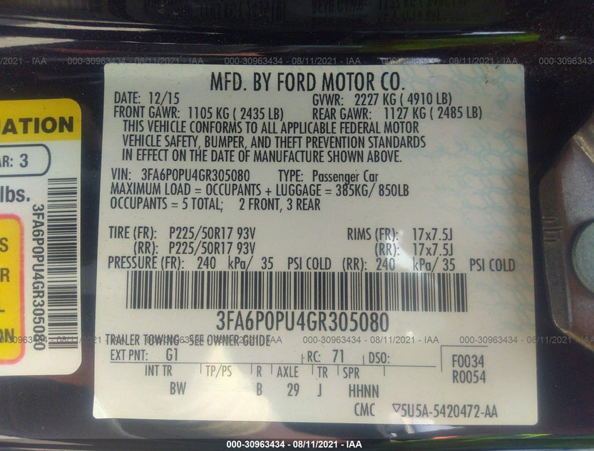 3FA6P0PU4GR305080
