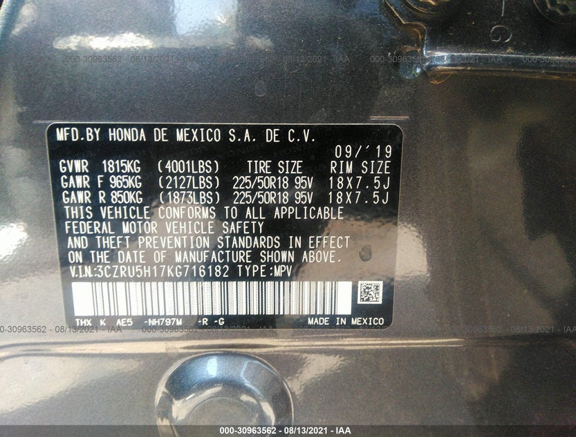 3CZRU5H17KG716182