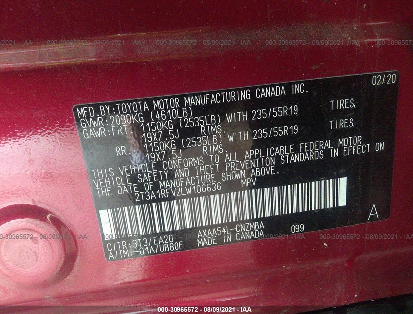 2T3A1RFV2LW106636
