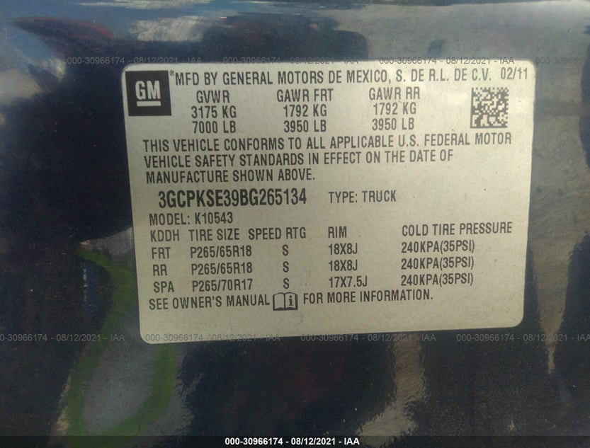 3GCPKSE39BG265134