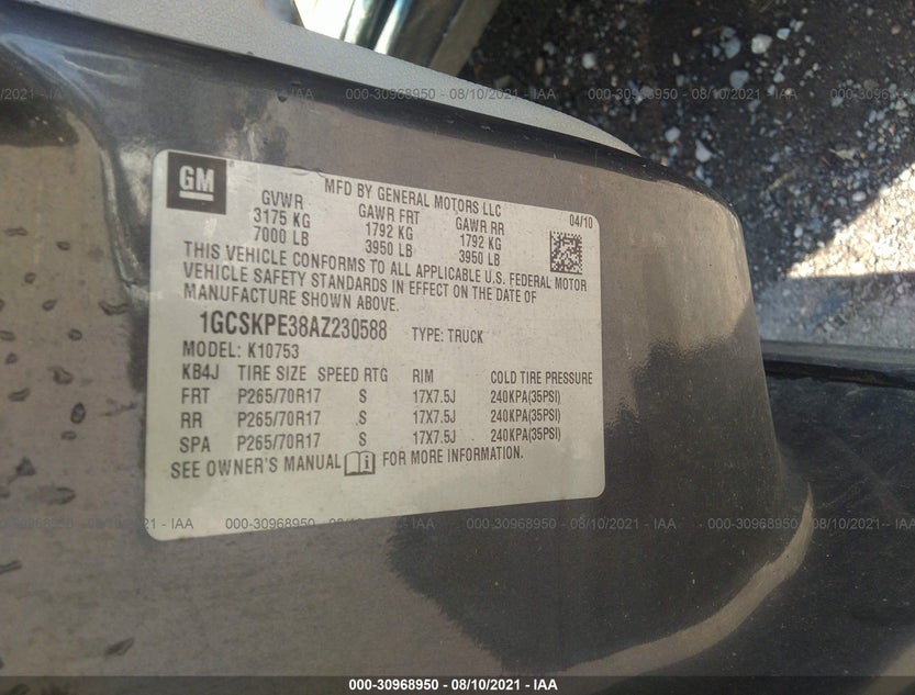 1GCSKPE38AZ230588