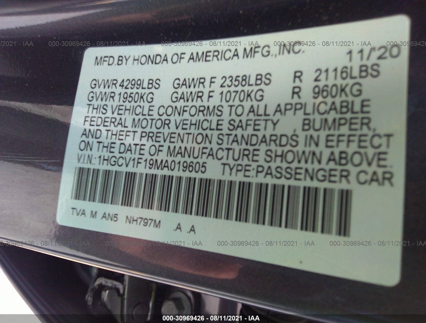 1HGCV1F19MA019605