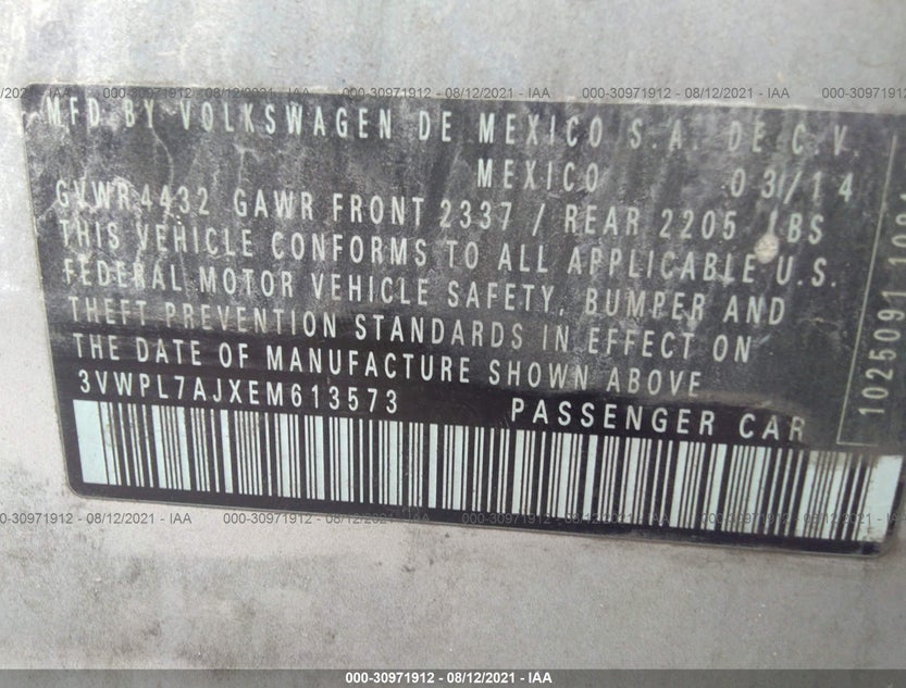 3VWPL7AJXEM613573