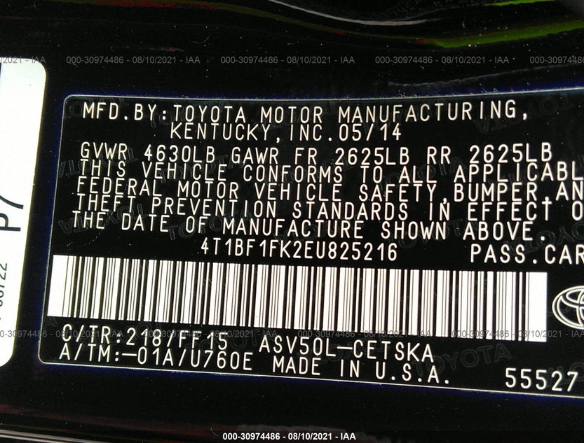 4T1BF1FK2EU825216