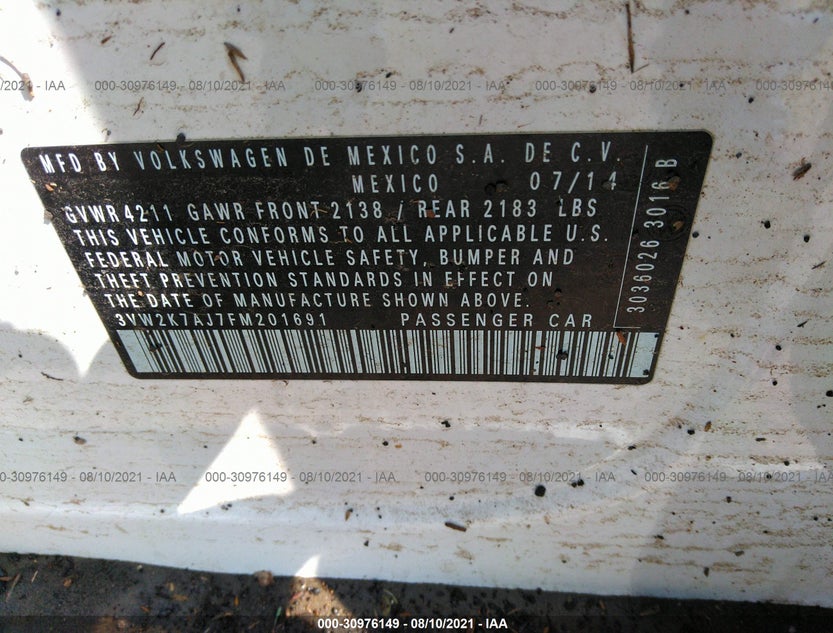 3VW2K7AJ7FM201691