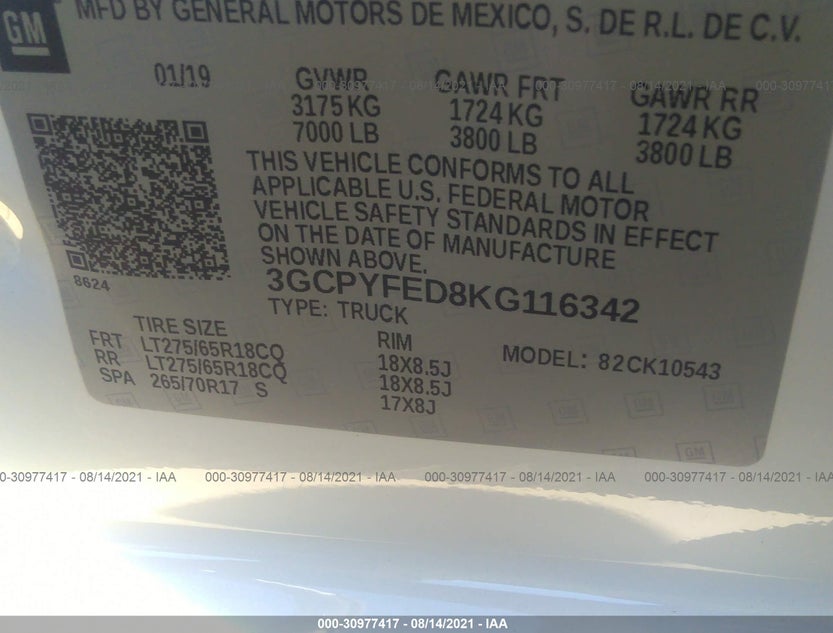 3GCPYFED8KG116342