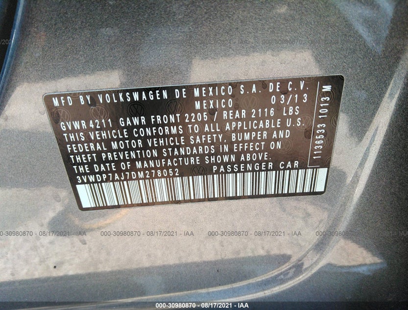 3VWDP7AJ7DM278052