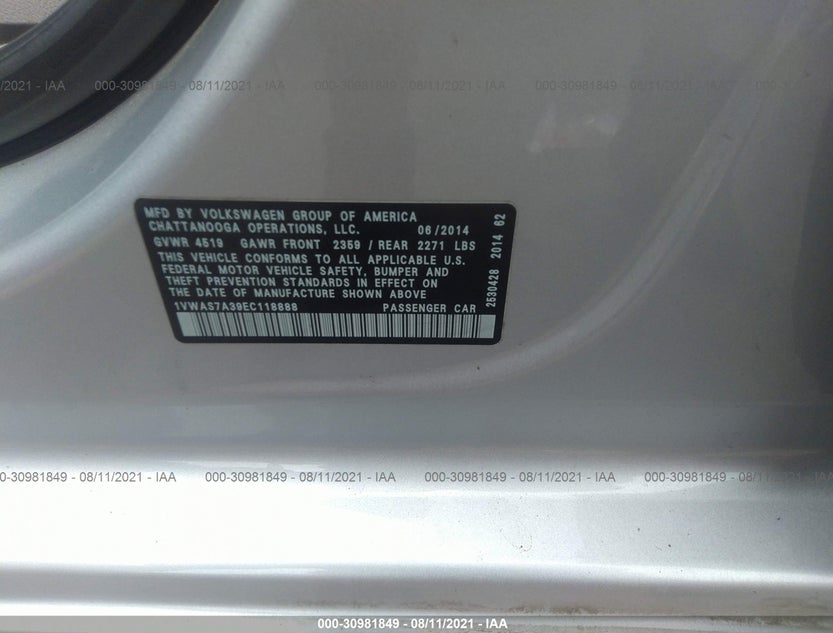 1VWAS7A39EC118888