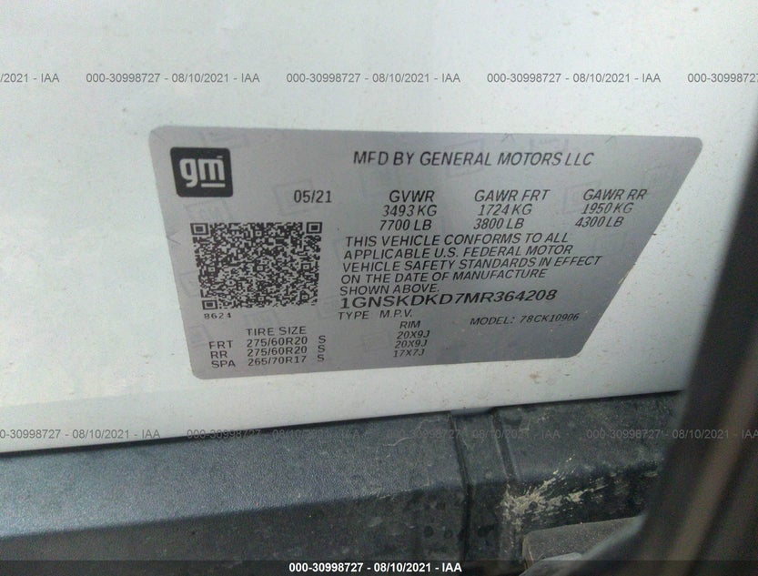 1GNSKDKD7MR364208