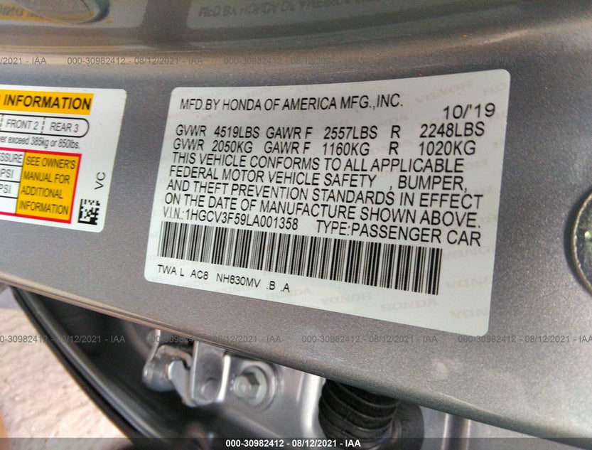 1HGCV3F59LA001358